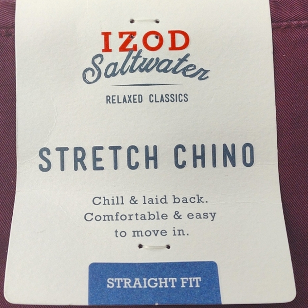 Izod Men's Saltwater Stretch Flat Front Chinos - Picture 6 of 12